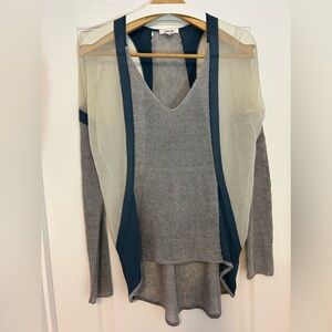 Helmut Lang Blue and Gray Knit Top